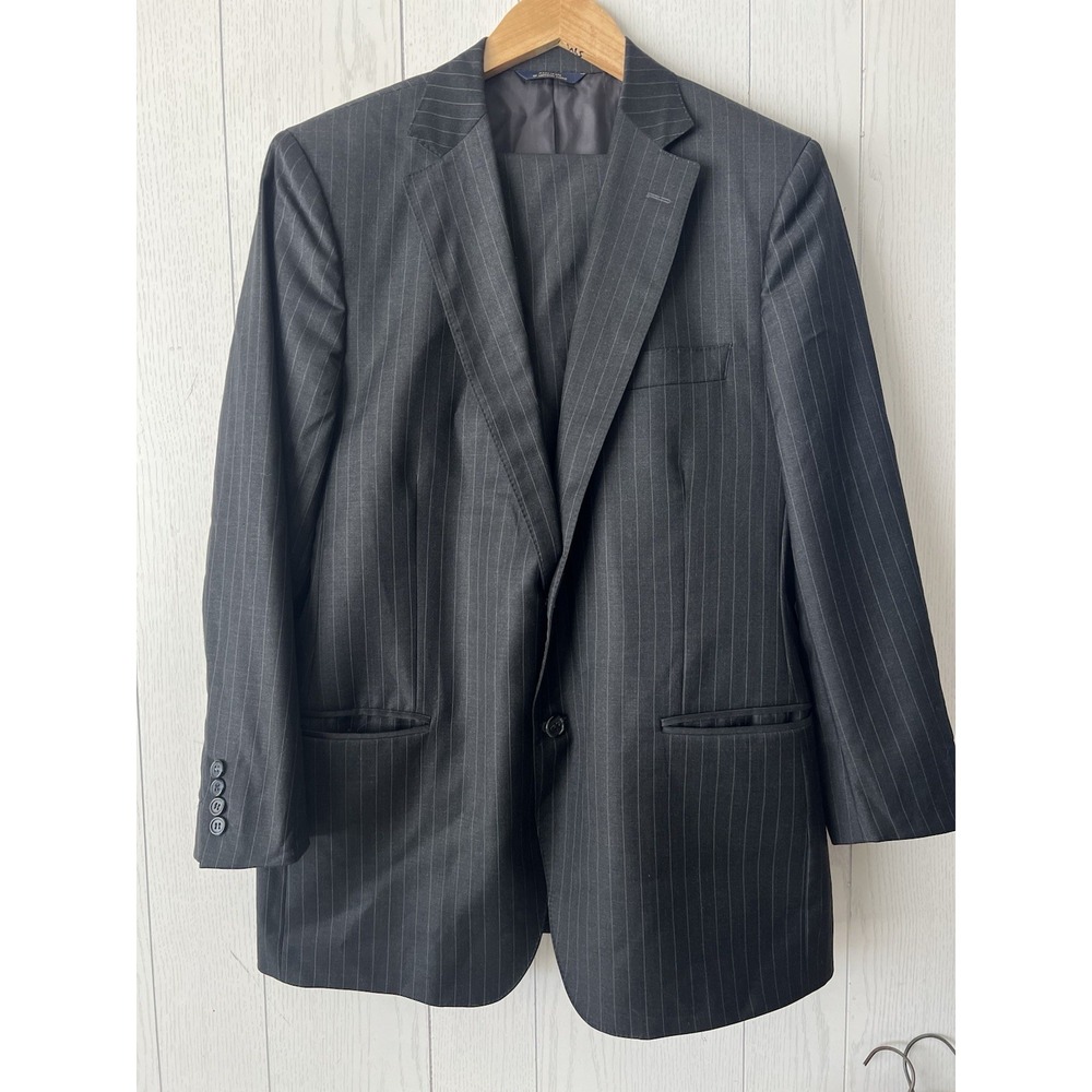 Brooks Brothers 1818 Fitzgerald Suit 41R 35x27 Charcoal Grey Pinstripe Wool USA